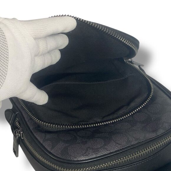 Coach Men Ethan Pack Crossbody Backpack Signature Leather Charcoal Black CV918 - Picture 7 of 13